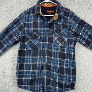 Realtree Shacket Jacket Men Small Blue‎ Plaid Fleece Lined Flap Pocket NEW F43